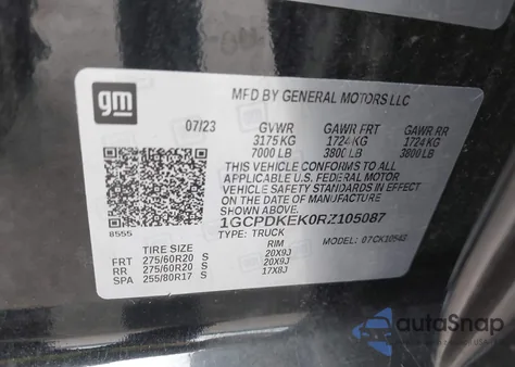 2024 Chevrolet Silverado 1500 4Wd Short Bed Lt With 2Fl z USA, uszkodzony, nr VIN 1GCPDKEK0RZ105087